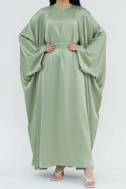 Luxury Silk Abaya Set - Black - Nour Modesty