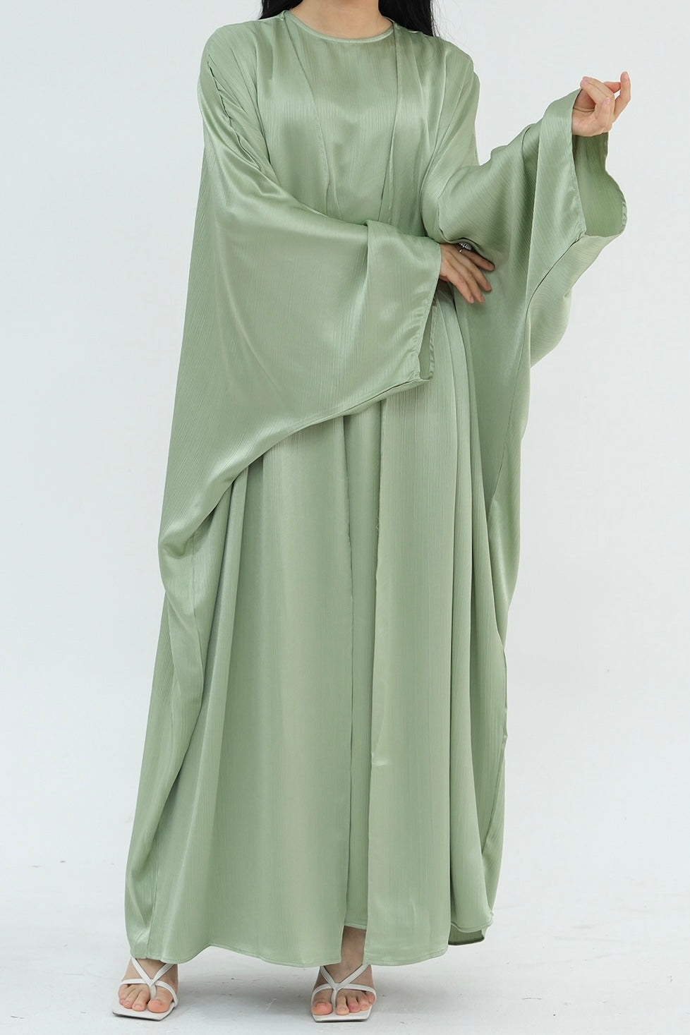 Luxury Silk Abaya Set - Black - Nour Modesty