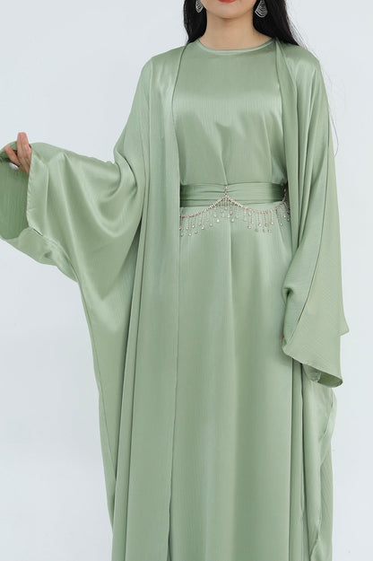 Luxury Silk Abaya Set - Black - Nour Modesty