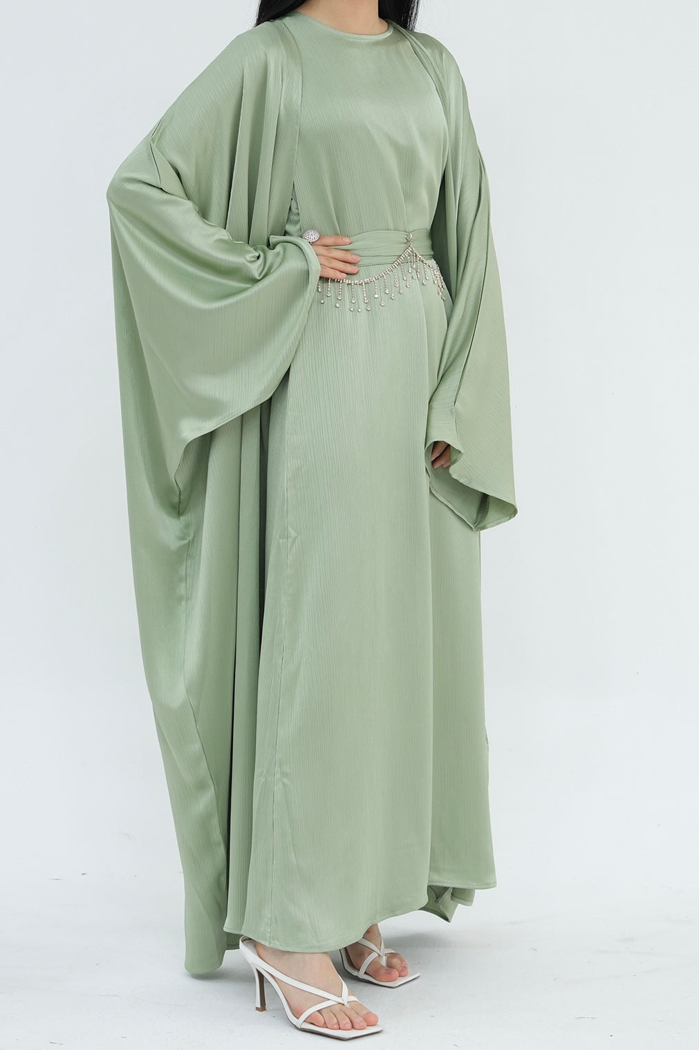 Luxury Silk Abaya Set - Black - Nour Modesty