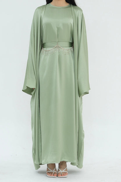 Luxury Silk Abaya Set - Black - Nour Modesty