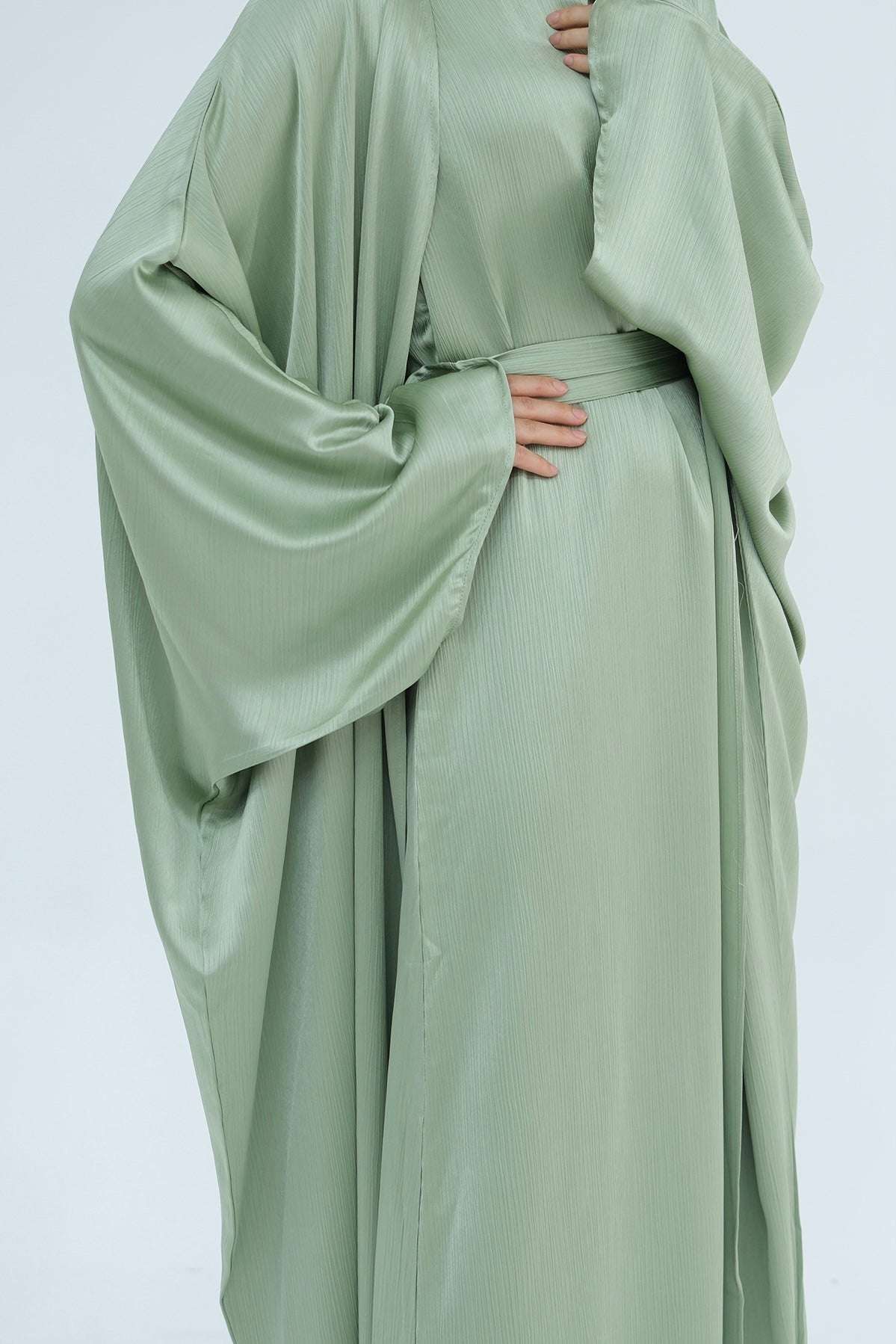 Luxury Silk Abaya Set - Green
