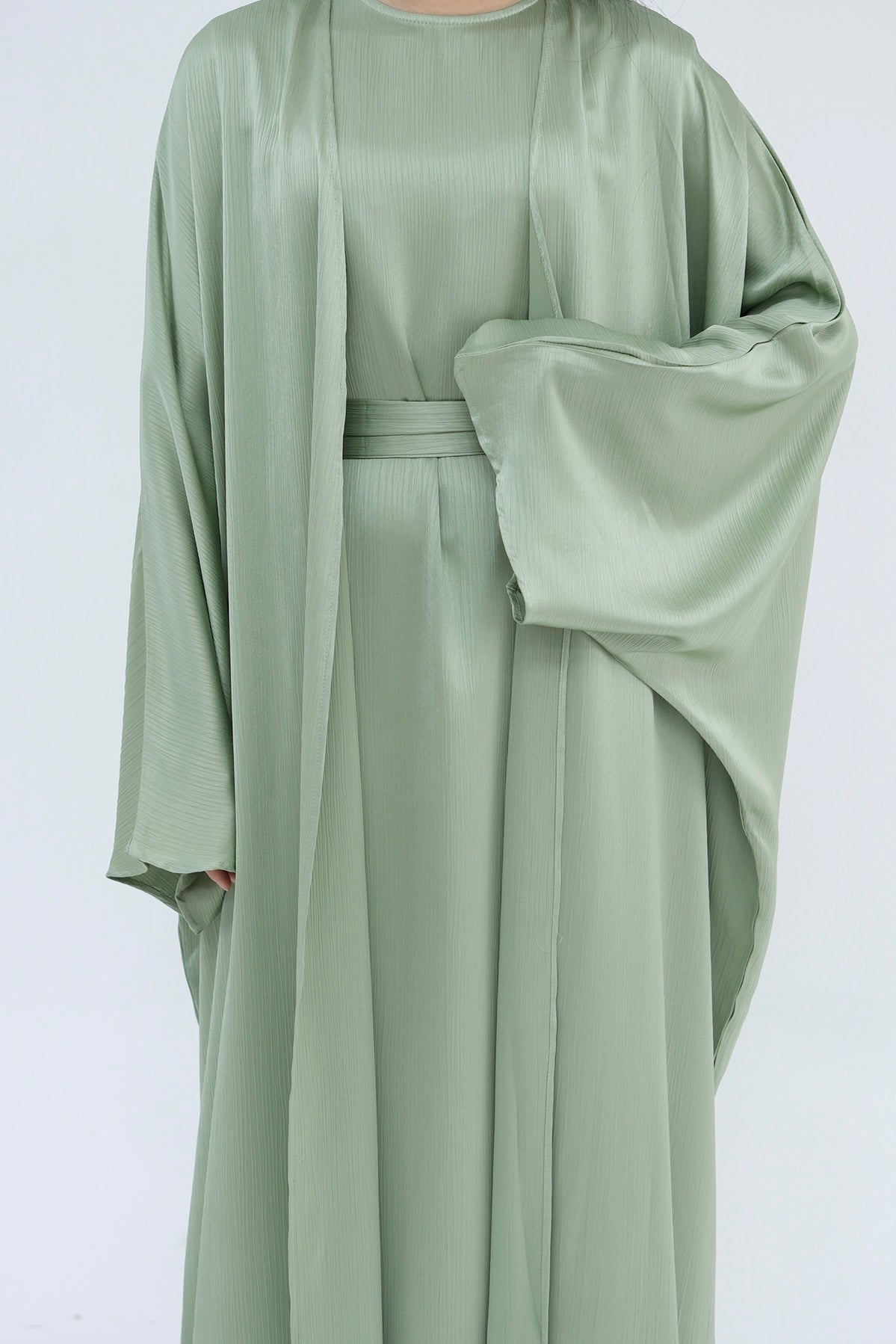 Luxury Silk Abaya Set - Black - Nour Modesty