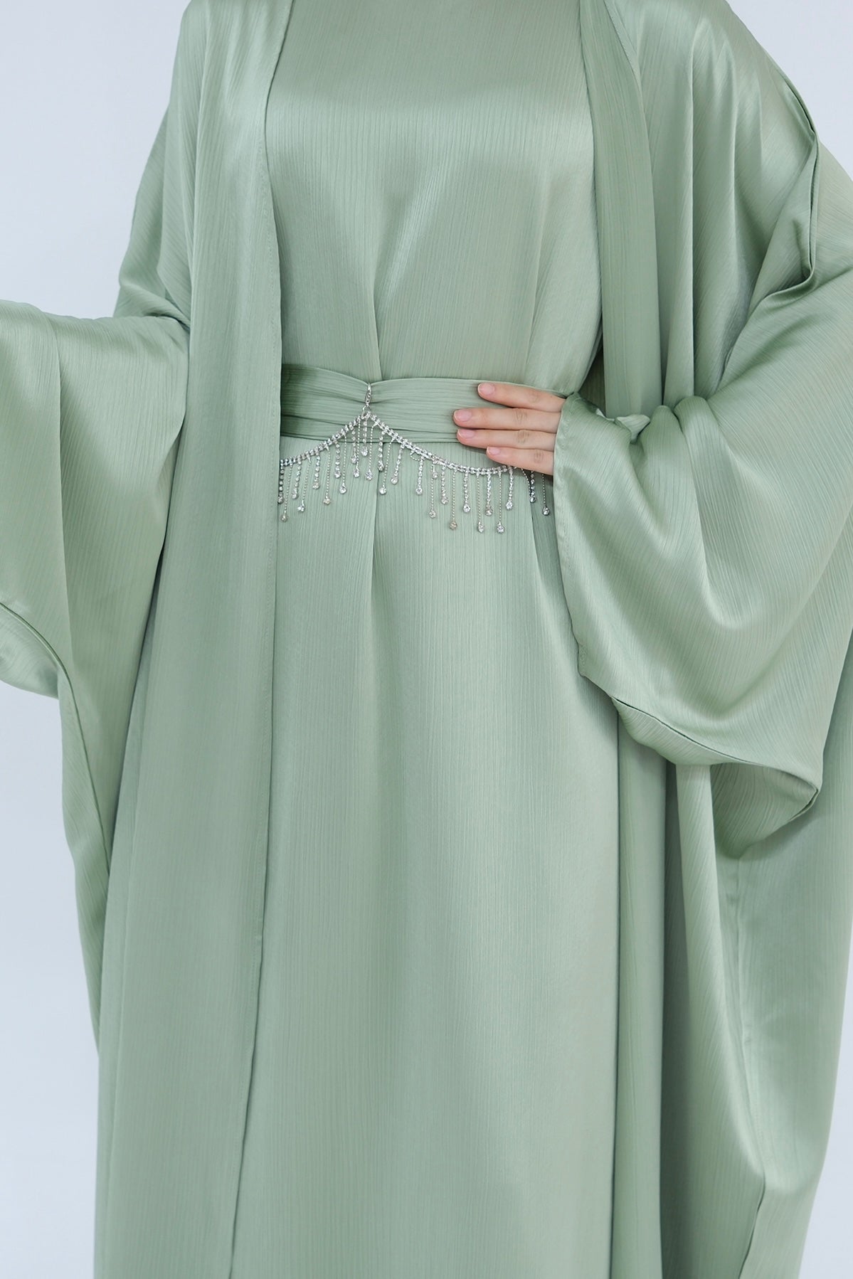 Luxury Silk Abaya Set - Black - Nour Modesty