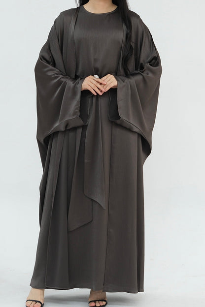 Luxury Silk Abaya Set - Black - Nour Modesty