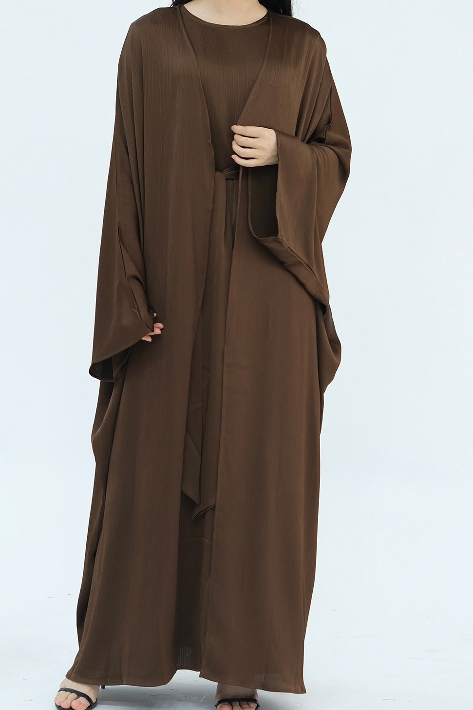 Luxury Silk Abaya Set - Black - Nour Modesty