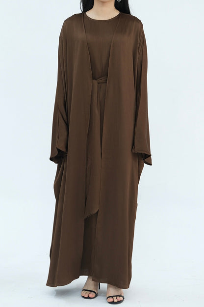 Luxury Silk Abaya Set - Black - Nour Modesty