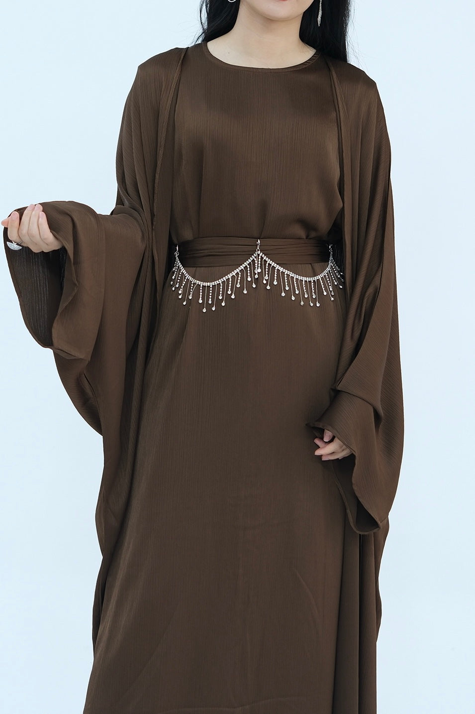 Luxury Silk Abaya Set - Black - Nour Modesty