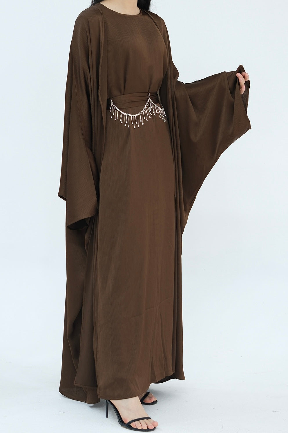 Luxury Silk Abaya Set - Black - Nour Modesty