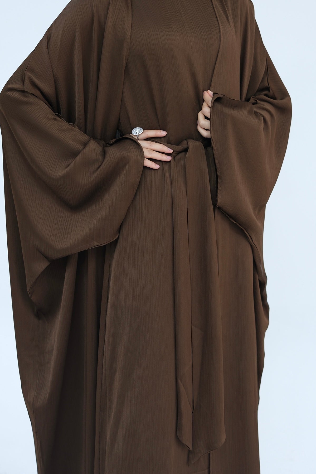 Luxury Silk Abaya Set - Black - Nour Modesty
