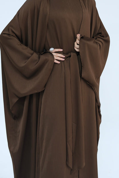 Luxury Silk Abaya Set - Black - Nour Modesty