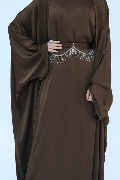 Luxury Silk Abaya Set - Black - Nour Modesty