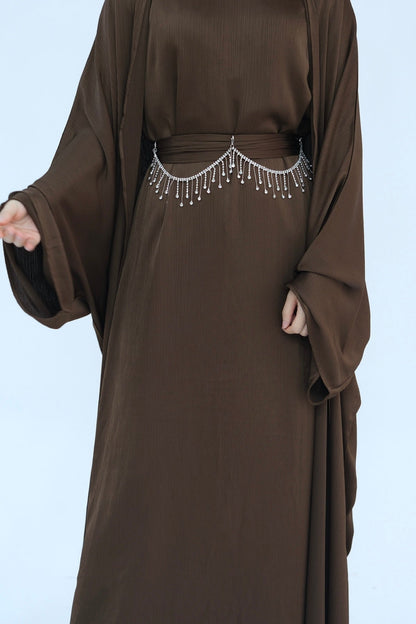 Luxury Silk Abaya Set - Black - Nour Modesty