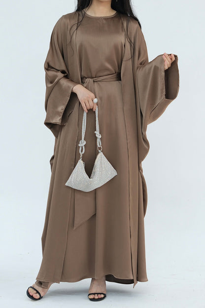 Luxury Silk Abaya Set - Black - Nour Modesty
