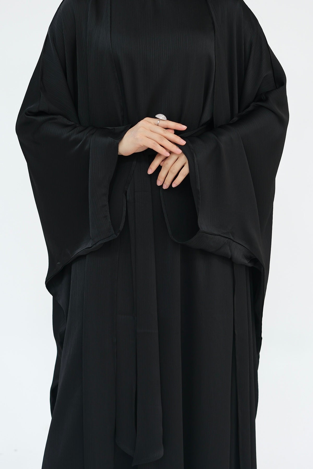 Luxury Silk Abaya Set - Black - Nour Modesty