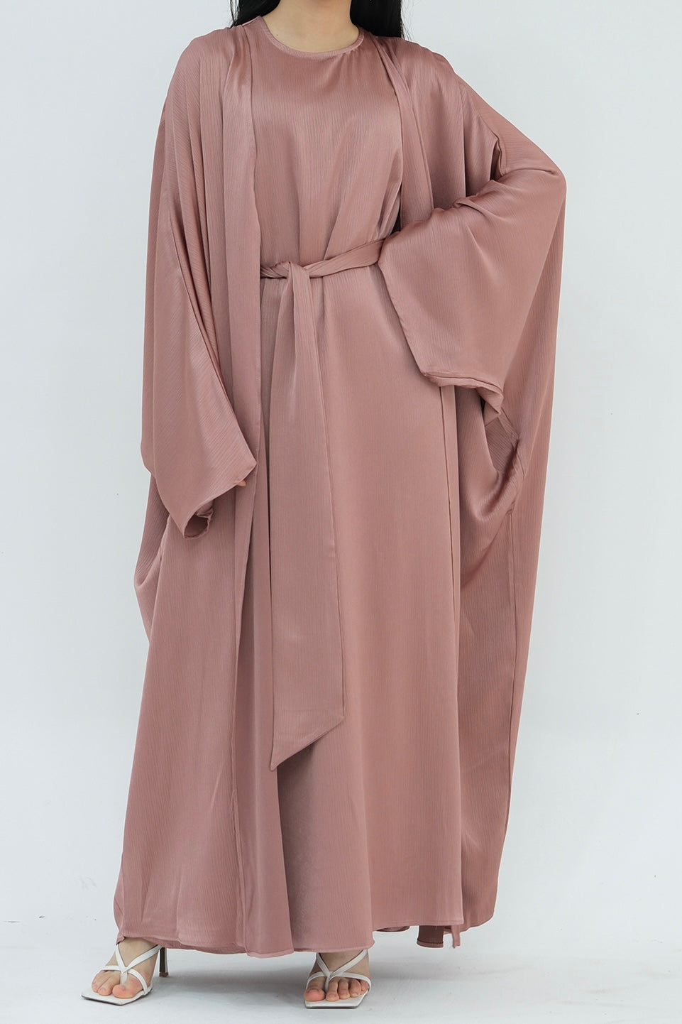 Luxury Silk Abaya Set - Black - Nour Modesty