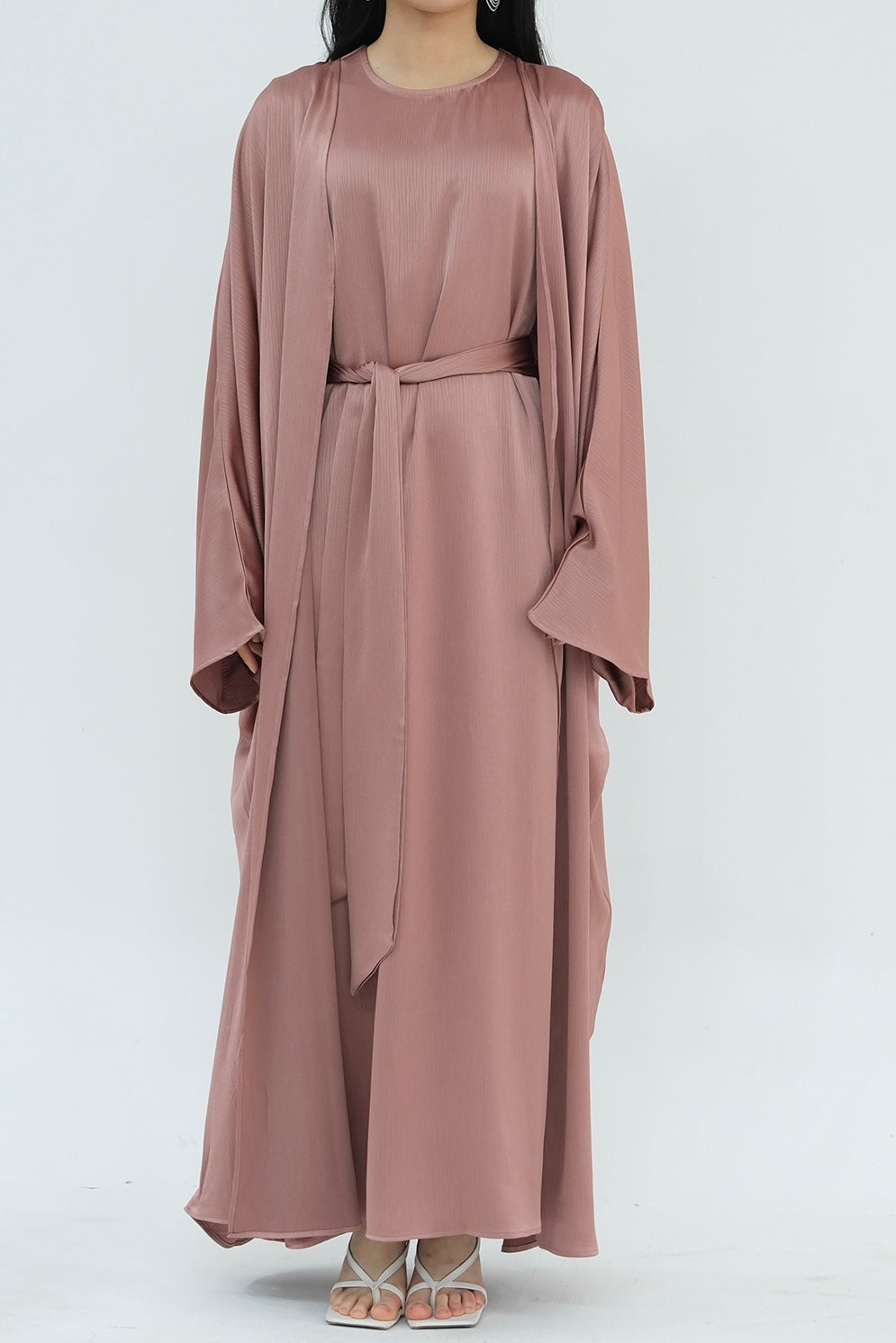 Luxury Silk Abaya Set - Black - Nour Modesty