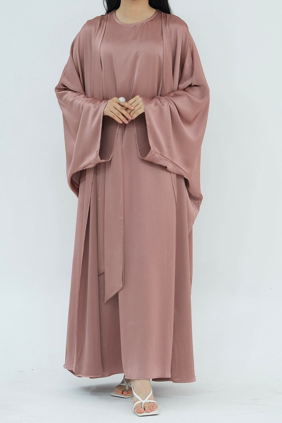Luxury Silk Abaya Set - Black - Nour Modesty