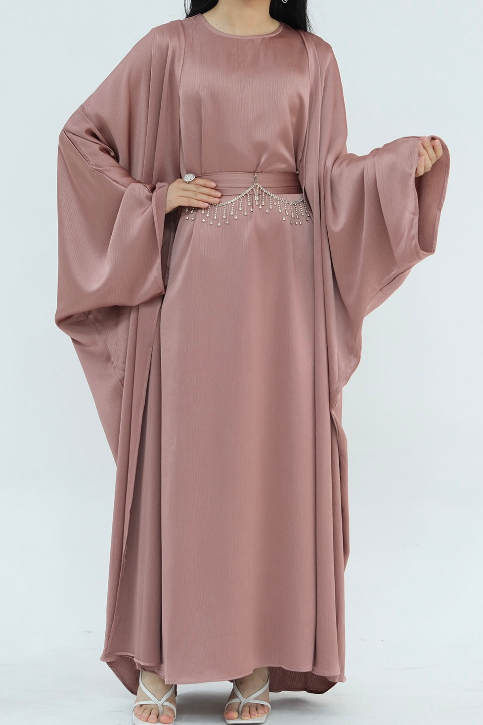 Luxury Silk Abaya Set - Black - Nour Modesty