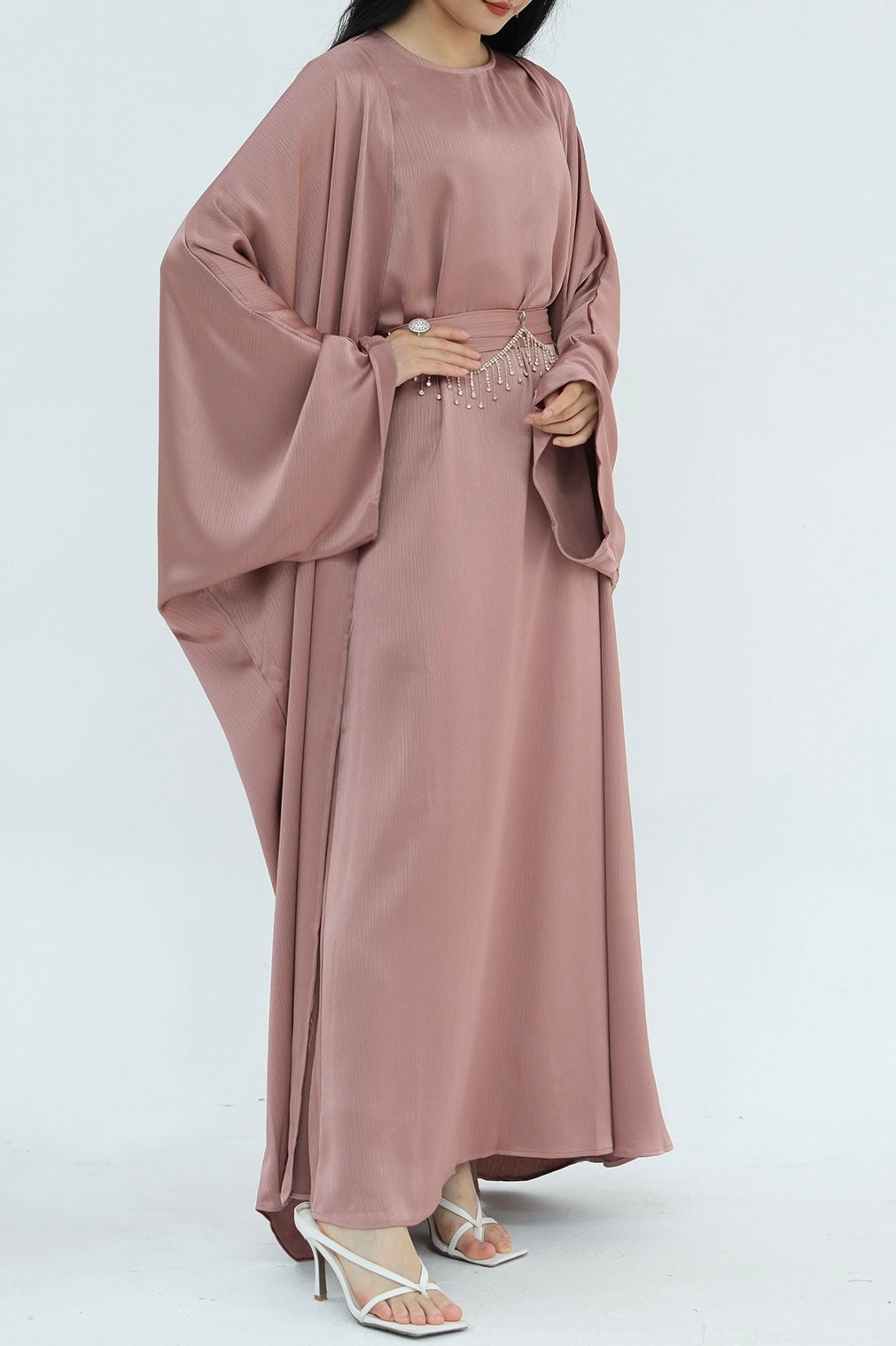 Luxury Silk Abaya Set - Black - Nour Modesty