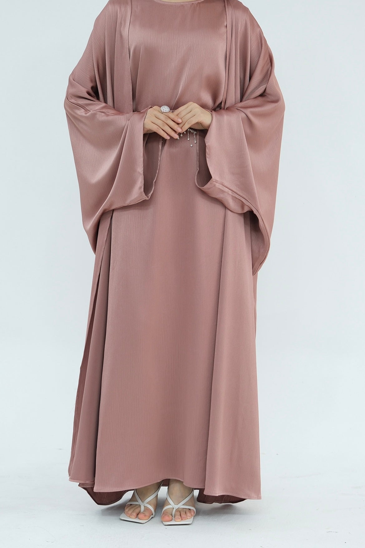 Luxury Silk Abaya Set - Black - Nour Modesty
