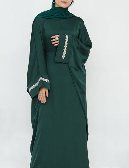 Butterfly Abaya Diamond - Emerald Green - Nour Modesty