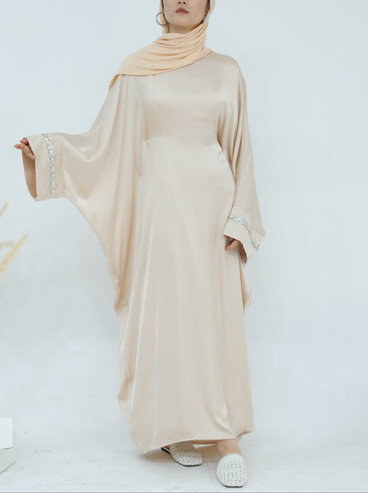 Butterfly Abaya Diamond - Cream - Nour Modesty