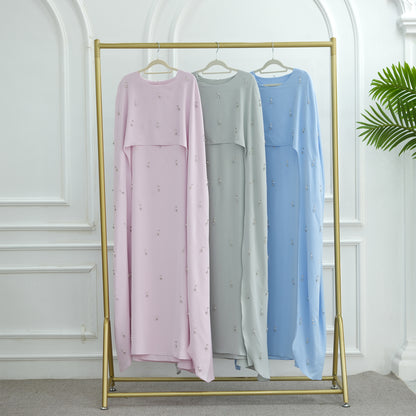 Pink Cape Modest Maxi Dress
