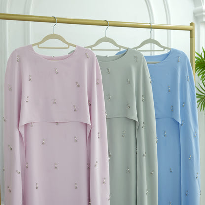 Pink Cape Modest Maxi Dress