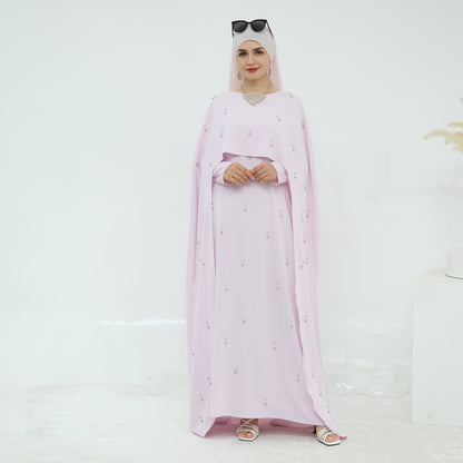 Pink Cape Modest Maxi Dress