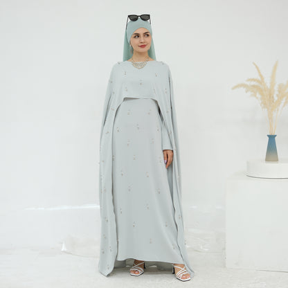 Pink Cape Modest Maxi Dress