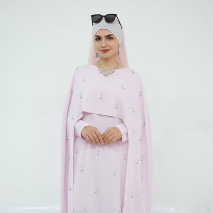 Pink Cape Modest Maxi Dress
