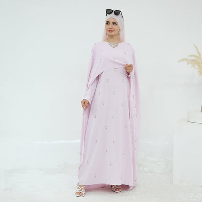 Pink Cape Modest Maxi Dress