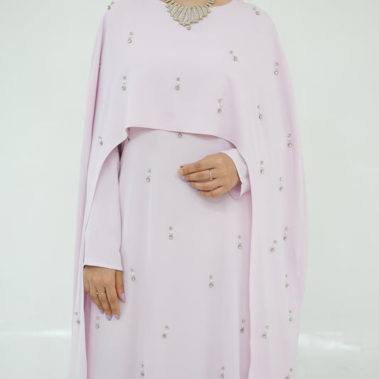 Pink Cape Modest Maxi Dress
