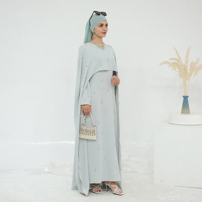 Pink Cape Modest Maxi Dress