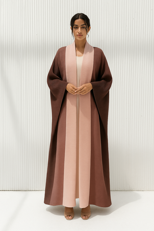 Ombre Pleated Abaya Brown