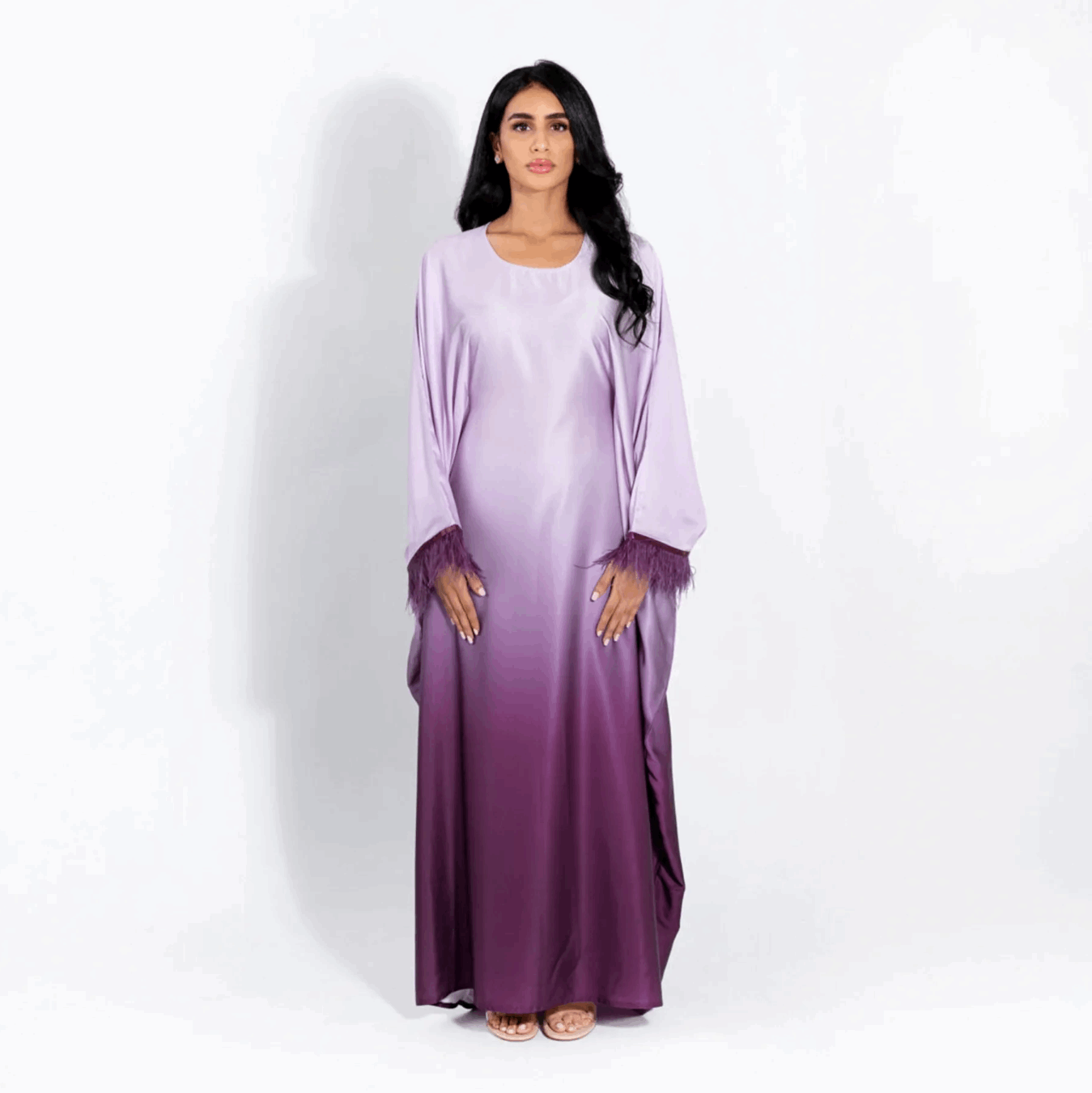 Ombre Silk Butterfly Abaya - Purple