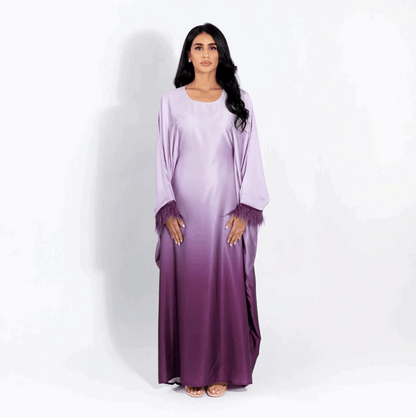 Ombre Silk Butterfly Abaya - Purple
