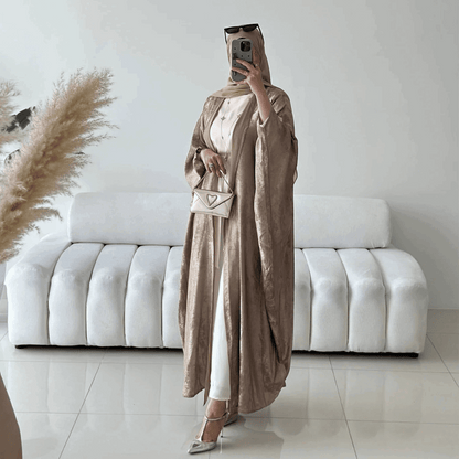 Elegant Open Abaya - Brown