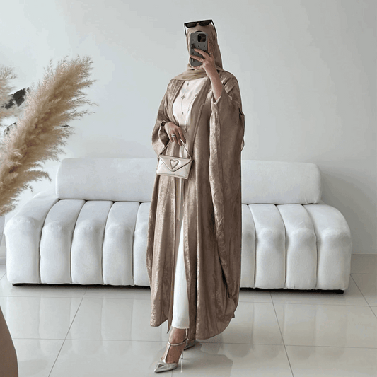 Elegant Open Abaya - Brown