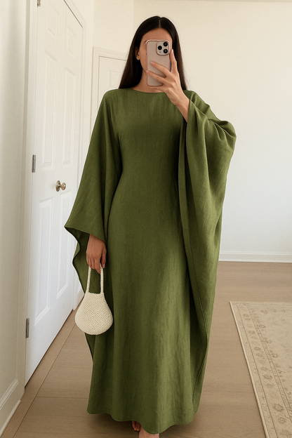 Linen Butterfly Abaya - Nour Modesty