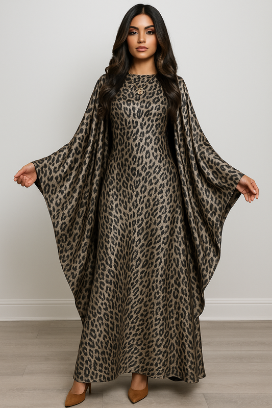 Leopard Print Butterfly Abaya
