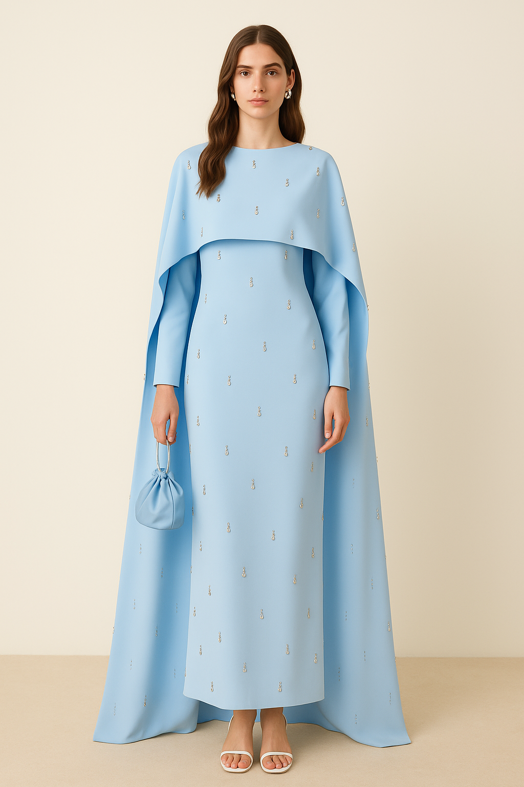 Pink Cape Modest Maxi Dress