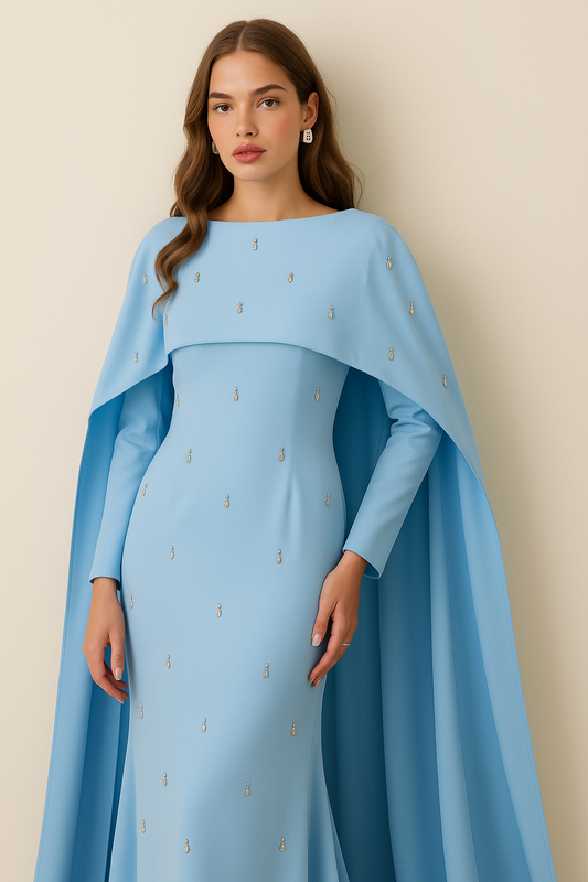 Blue Cape Modest Maxi Dress
