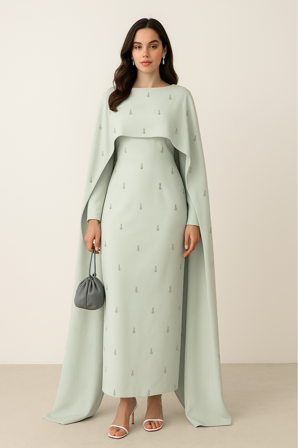 Pink Cape Modest Maxi Dress