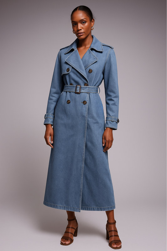 Womans Denim Trench Coat