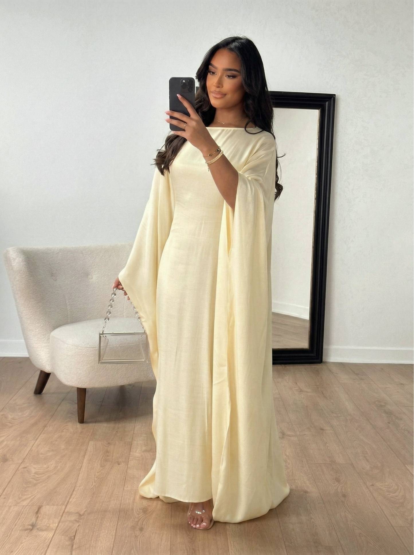 Shimmer Butterfly Abaya Rose - Nour Modesty