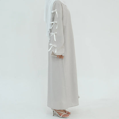 Blue - Bow Open Abaya - Nour Modesty