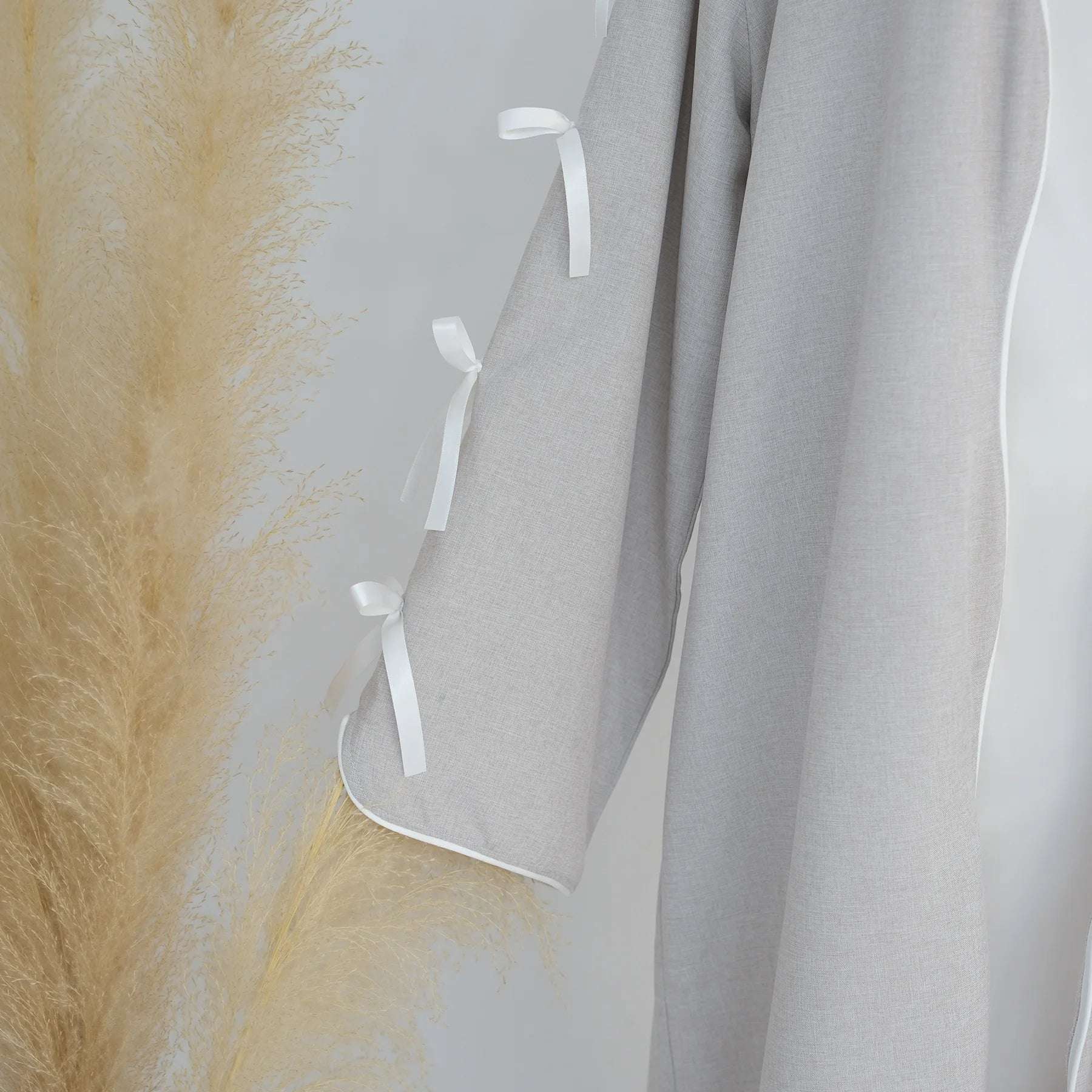 Gray Bow Open Abaya