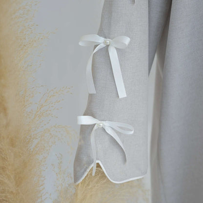 Gray Bow Open Abaya